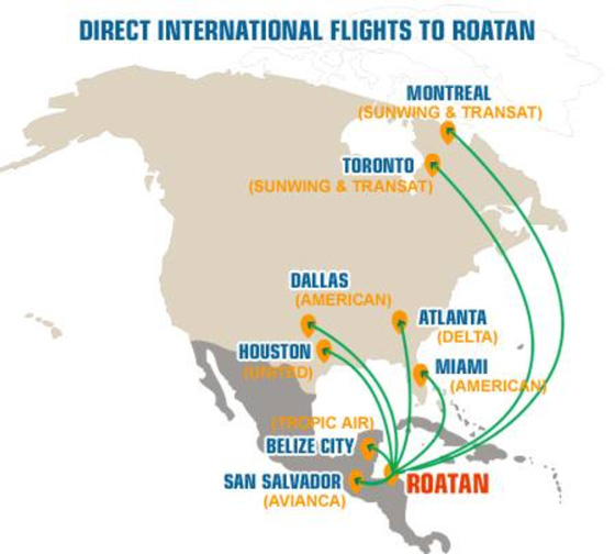 Direct flying to Roatan